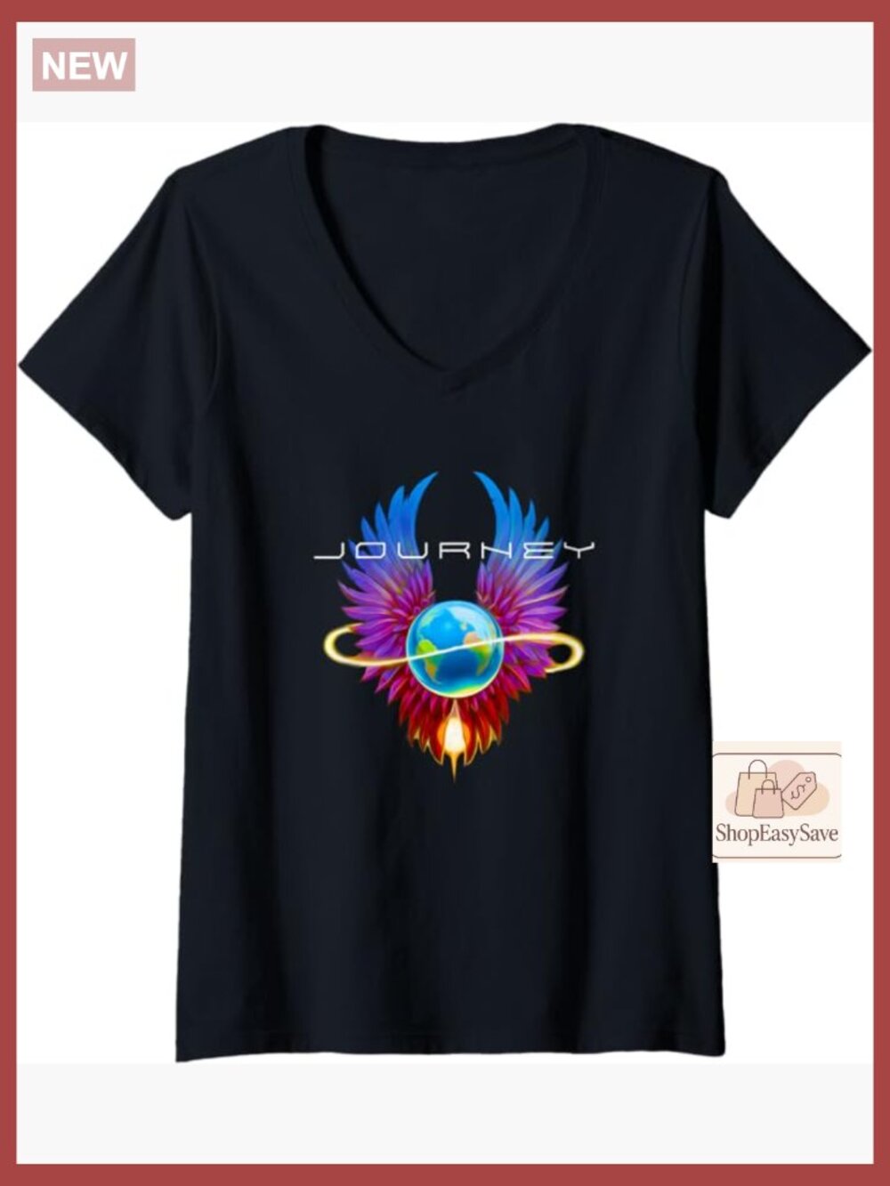 V-Neck T-Shirt Classic Fit Retro Band Merchandise Lightweight Cotton Blend